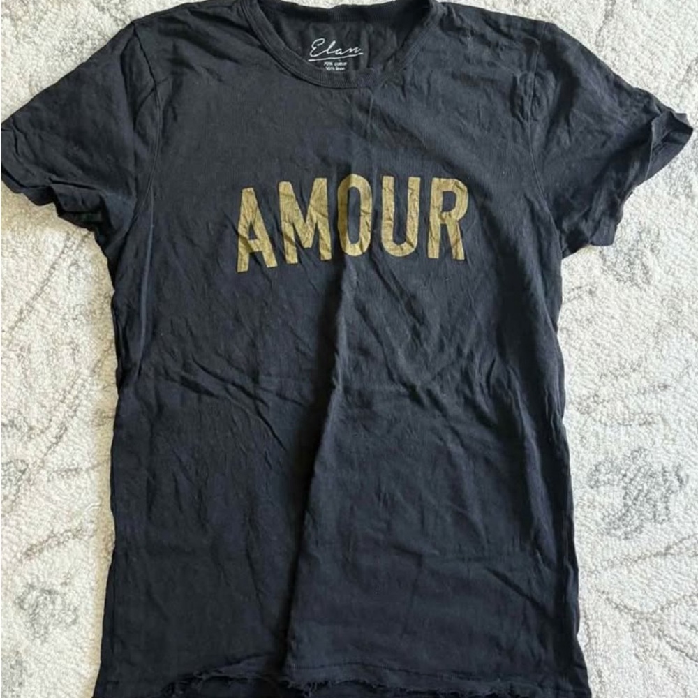 Elan Black T-Shirt with Gold 'Amour' Print